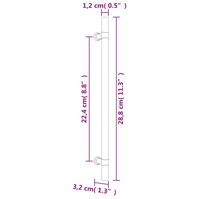 Mânere de dulap, 5 buc., argintiu, 224 mm, oțel inoxidabil