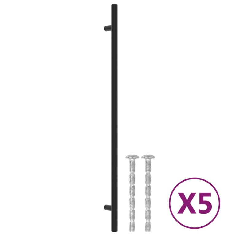 Mânere de dulap, 5 buc., negru, 320 mm, oțel inoxidabil