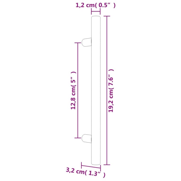 Mânere de dulap, 10 buc., negru, 128 mm, oțel inoxidabil