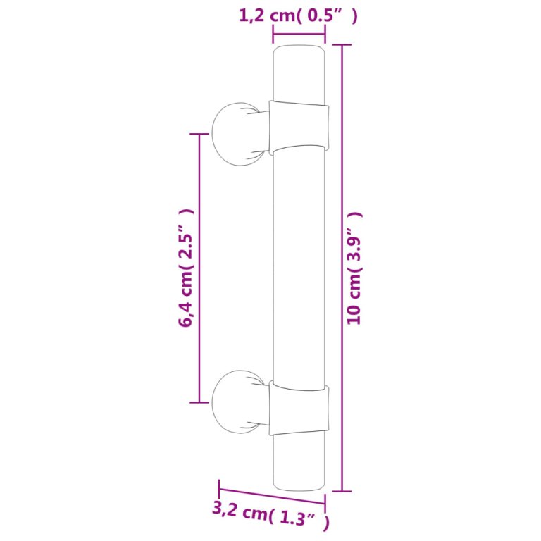 Mânere de dulap, 10 buc., negru, 64 mm, oțel inoxidabil