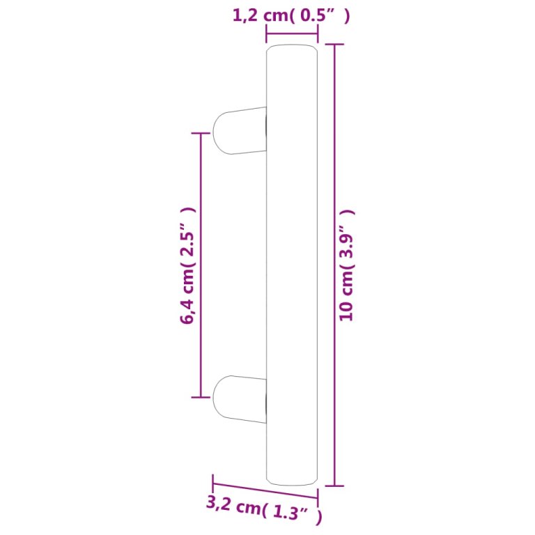 Mânere de dulap, 10 buc., negru, 64 mm, oțel inoxidabil