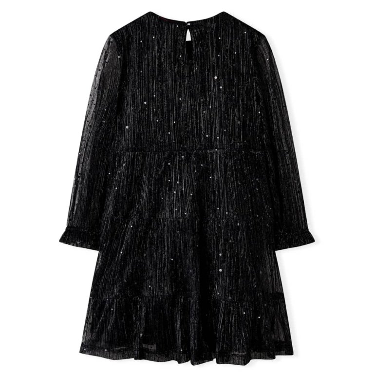 Rochie pentru copii cu mâneci lungi, negru, 116