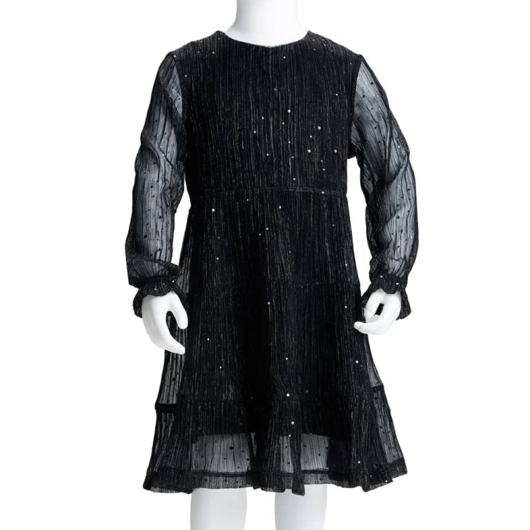 Rochie pentru copii cu mâneci lungi, negru, 116