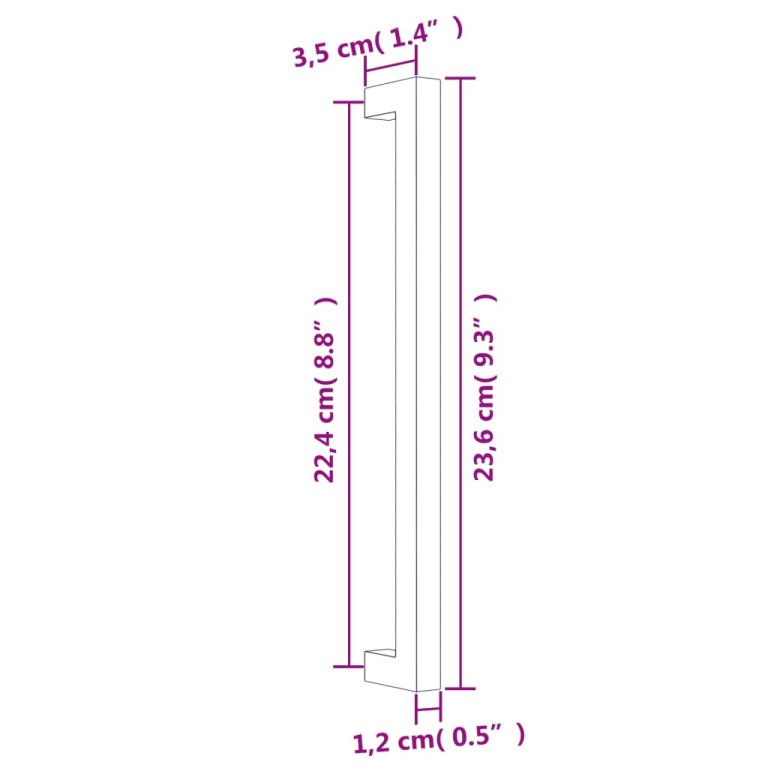 Mânere de dulap, 5 buc., argintiu, 224 mm, oțel inoxidabil