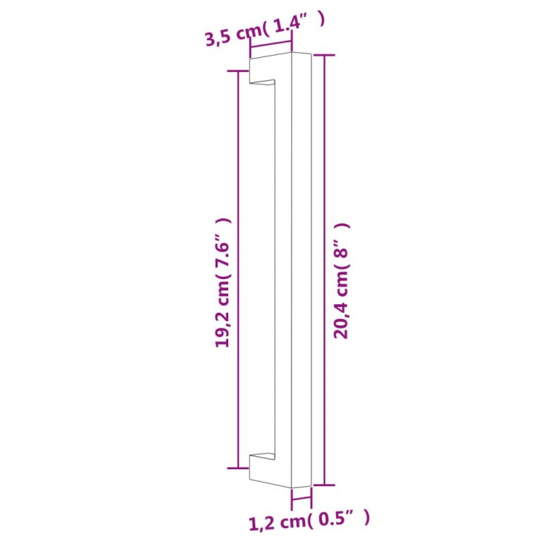 Mânere de dulap, 10 buc., negru, 192 mm, oțel inoxidabil