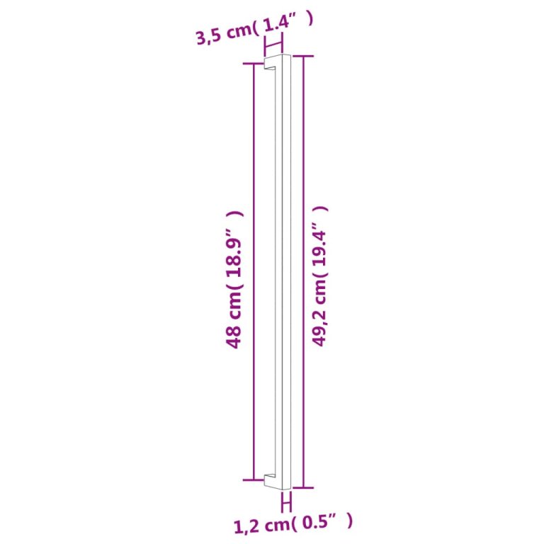 Mânere de dulap, 5 buc., negru, 480 mm, oțel inoxidabil