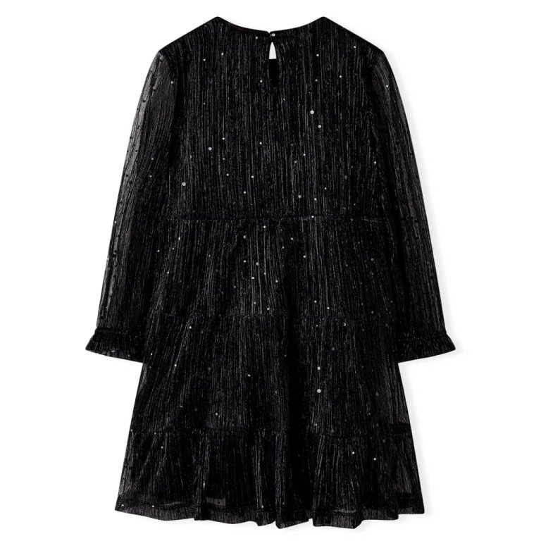 Rochie pentru copii cu mâneci lungi, negru, 140