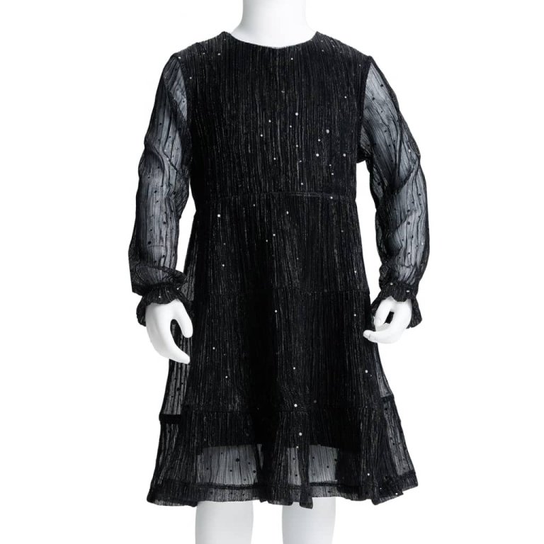 Rochie pentru copii cu mâneci lungi, negru, 140