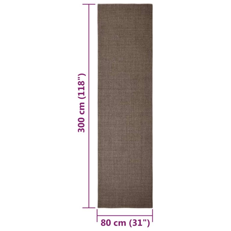 Covor din sisal natural, maro, 80x300 cm