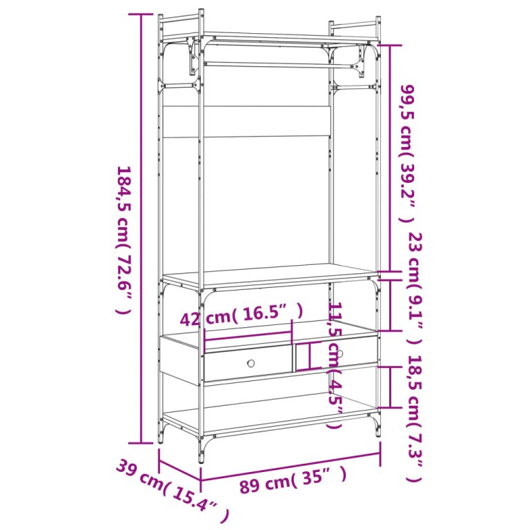 Șifonier cu sertare stejar sonoma 89x39x184,5 cm lemn compozit