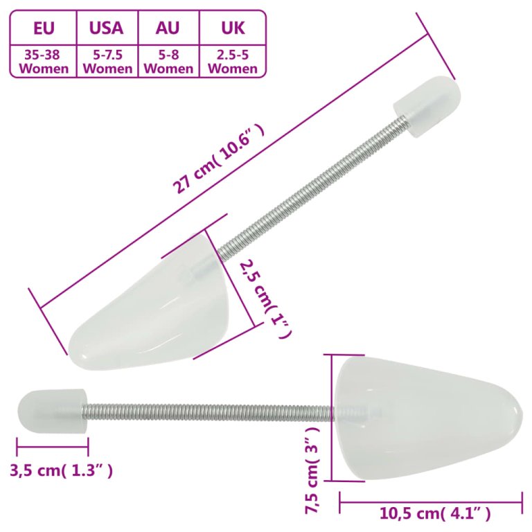 Calapoade de pantofi, 5 perechi, alb, EU 35-38, plastic