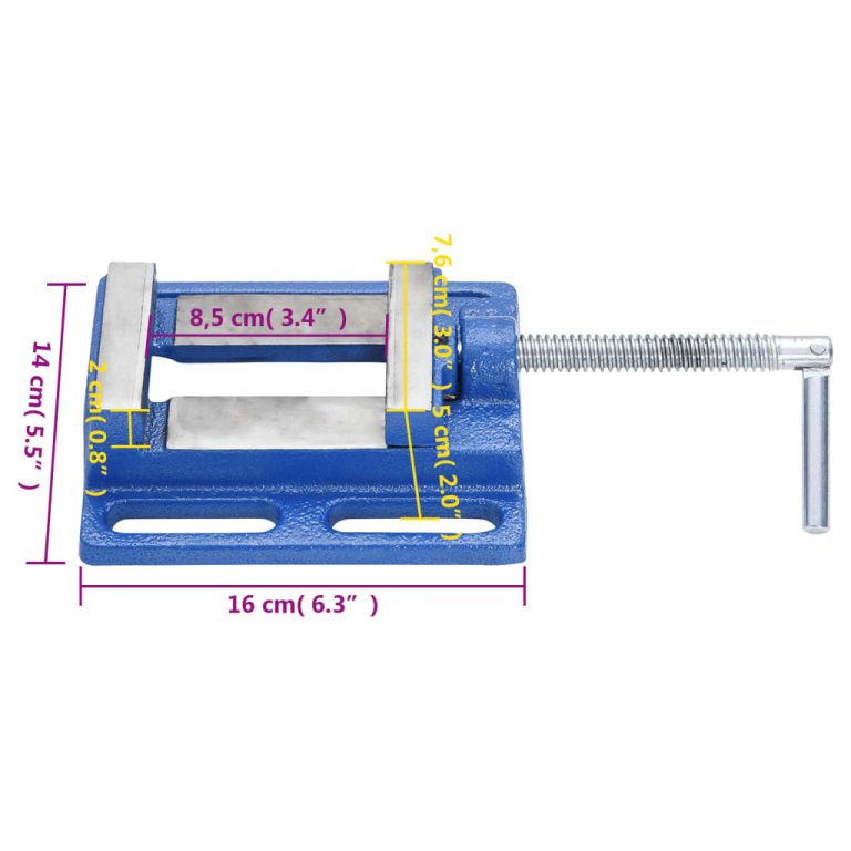 Menghină pentru presă de frezat, albastru, 76 mm, fontă