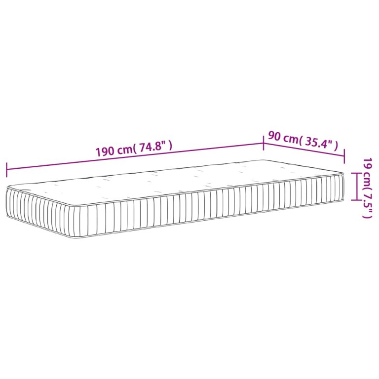 Saltea cu arcuri buzunare Single Size, medie, 90x190 cm