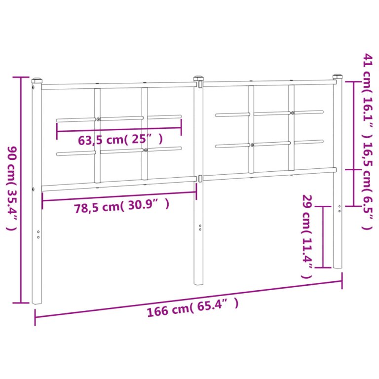 Tăblie de pat metalică, alb, 160 cm