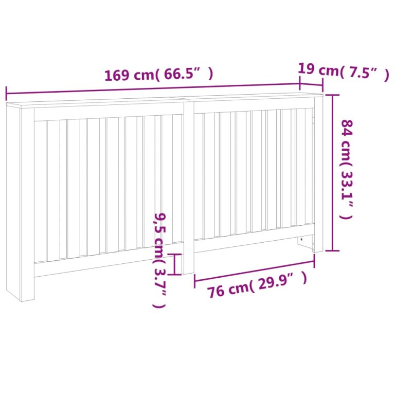 Mască pentru calorifer maro ceruit 169x19x84 cm lemn masiv pin