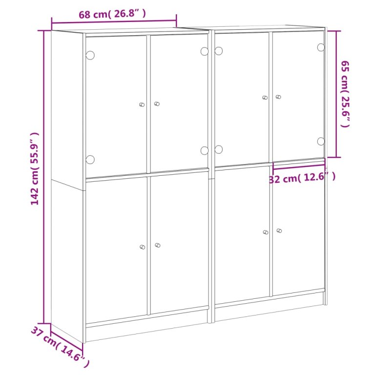 Bibliotecă cu uși stejar sonoma 136x37x142 cm lemn compozit