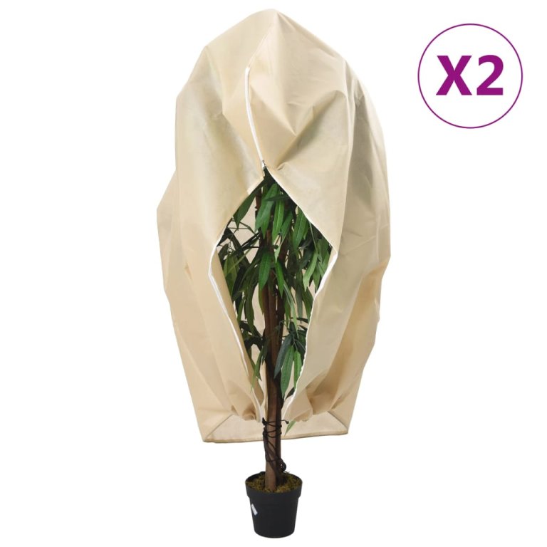 Protecție de fleece plante cu fermoar 2 buc 70 g/m² 1,55x1,55 m