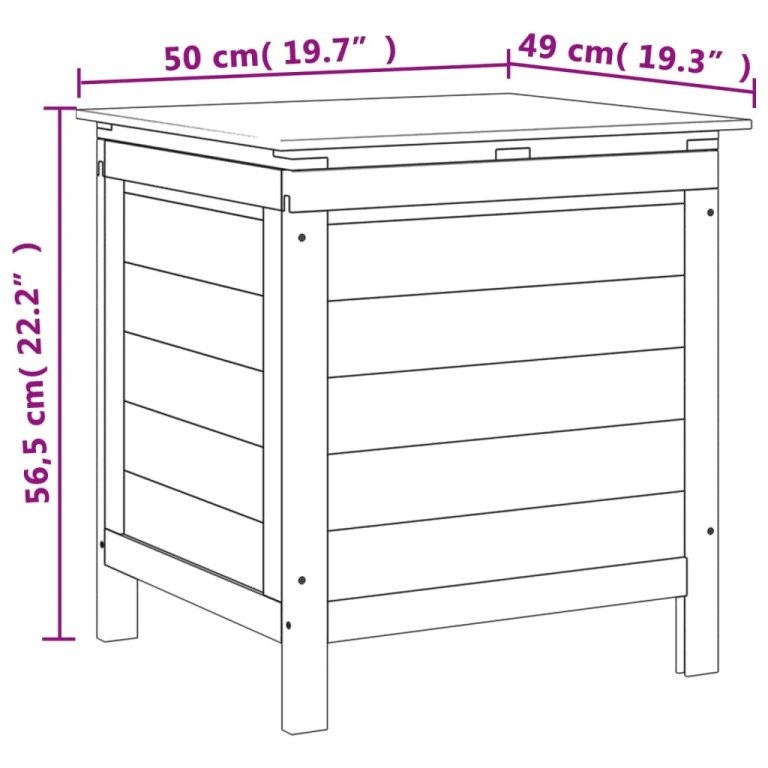 Ladă depozitare grădină antracit 50x49x56,5 cm lemn masiv brad