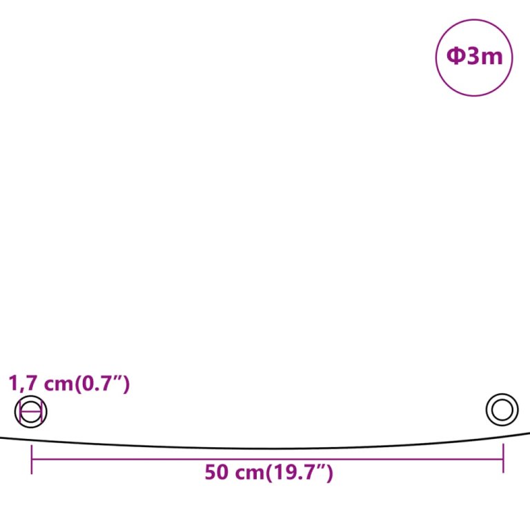 Prelată, gri, Ø 3 m, 650 g/m²