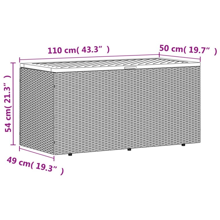 Cutie depozitare grădină bej 110x50x54 cm lemn acacia poliratan