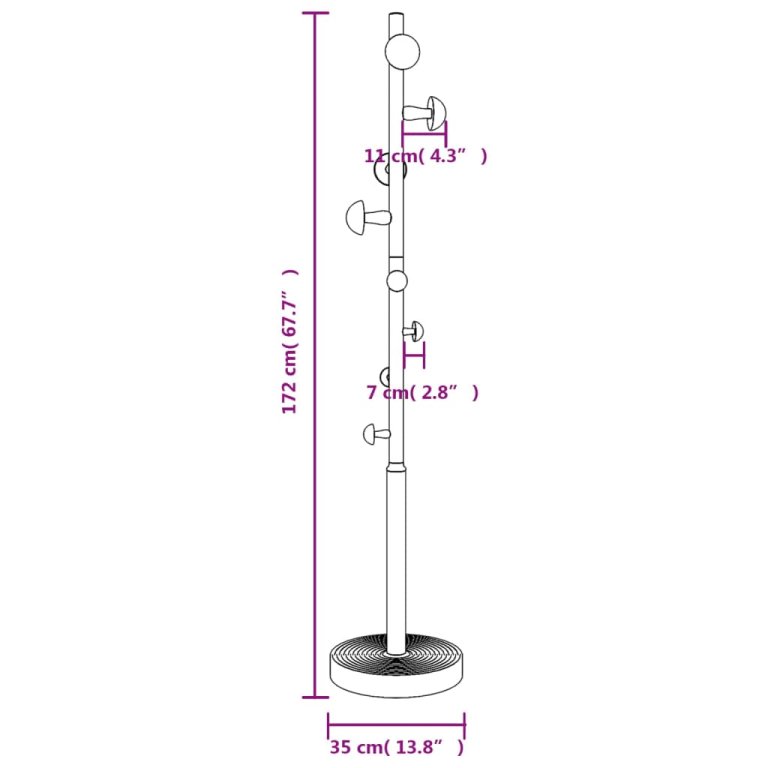 Cuier de haine, roz, 172 cm, fier vopsit electrostatic