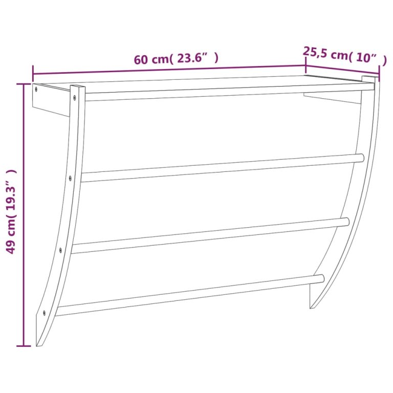 Suport de prosoape, 60x25,5x49 cm, lemn masiv de nuc