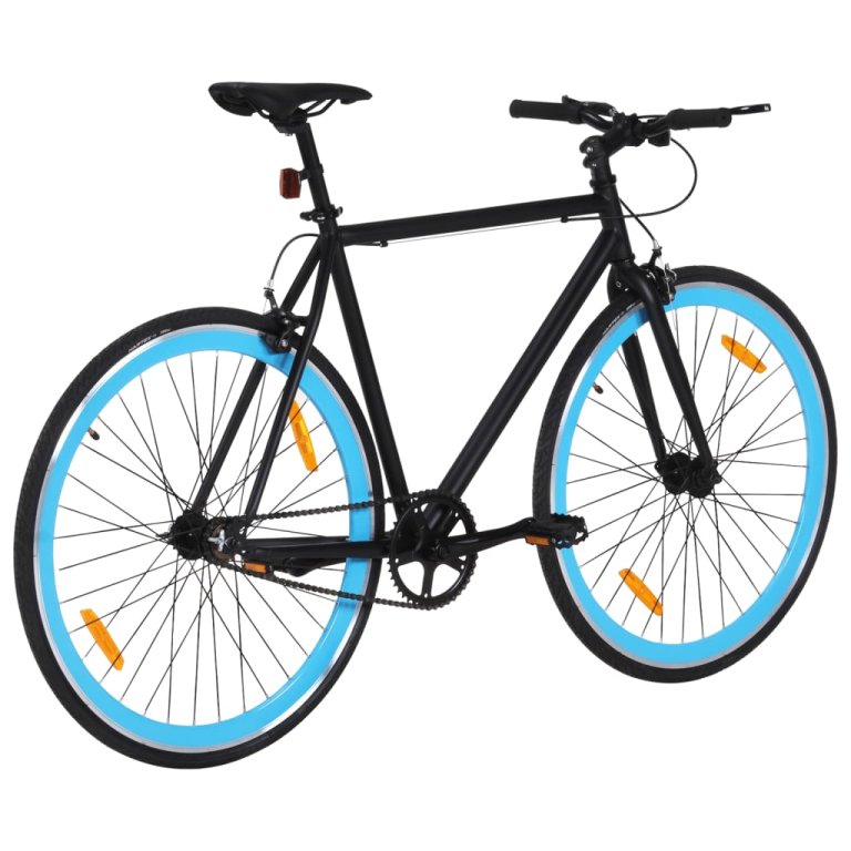 Bicicletă cu angrenaj fix, negru și albastru, 700c, 59 cm