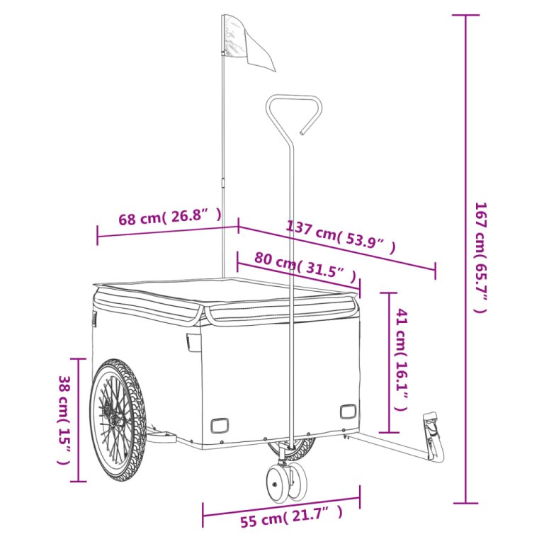 Remorcă pentru biciclete, negru și roșu, 45 kg, fier