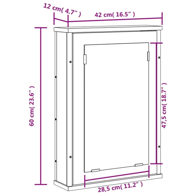 Dulap baie cu oglindă stejar sonoma 42x12x60 cm lemn compozit