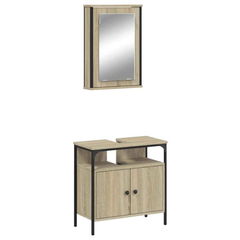 Set mobilier de baie, 2 piese, stejar sonoma, lemn prelucrat