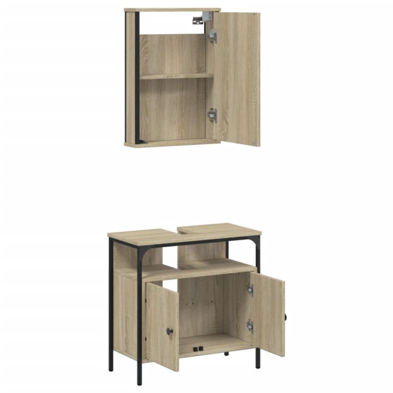 Set mobilier de baie, 2 piese, stejar sonoma, lemn prelucrat