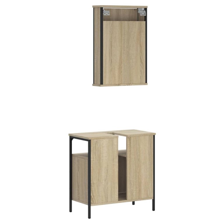 Set mobilier de baie, 2 piese, stejar sonoma, lemn prelucrat