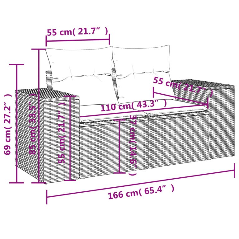 Set mobilier de grădină cu perne, 8 piese gri deschis poliratan