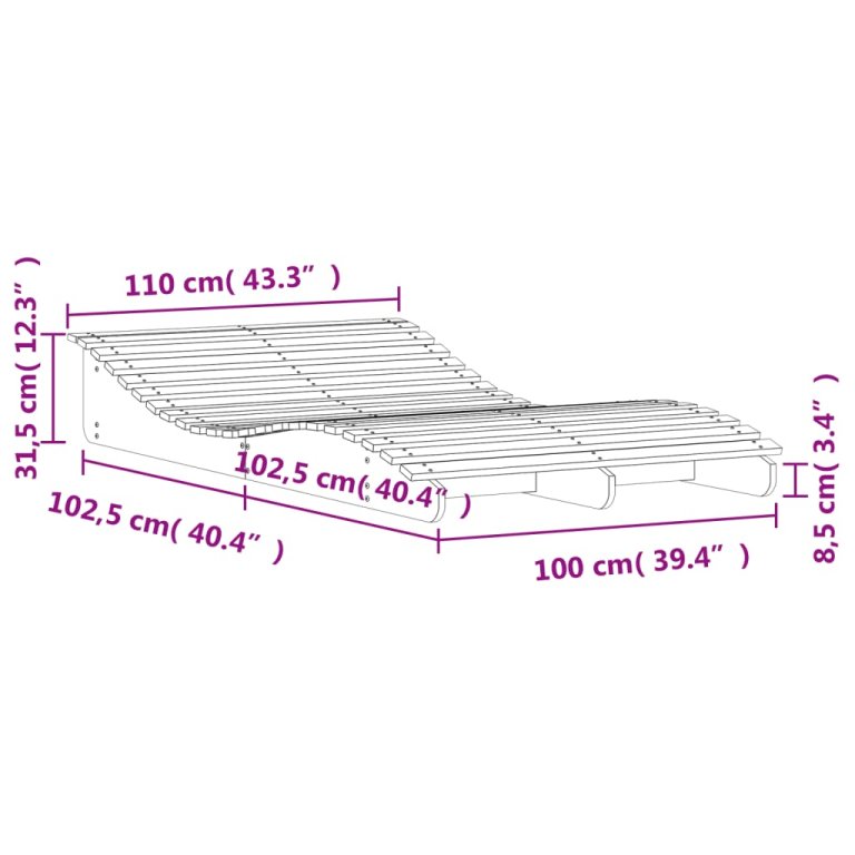 Șezlong, alb, 205x110x31,5 cm, lemn masiv de pin