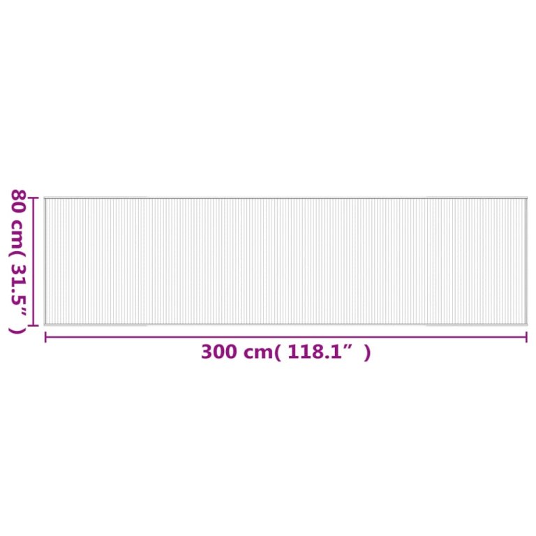 Covor dreptunghiular, gri, 80x300 cm, bambus