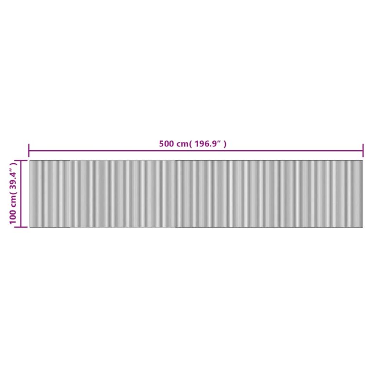 Covor dreptunghiular, gri, 100x500 cm, bambus