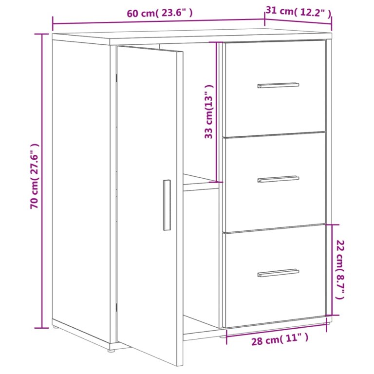 Dulapuri, 2c., alb, 60x31x70 cm, lemn prelucrat