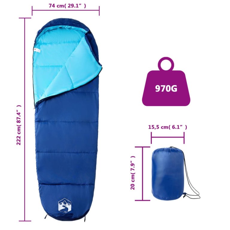 Sac de dormit tip mumie pentru adulți de camping, 3 anotimpuri