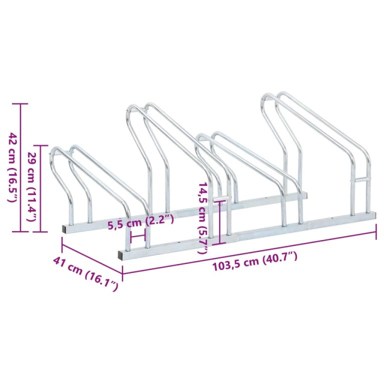 Suport de sine stătător pentru 4 biciclete, oțel galvanizat