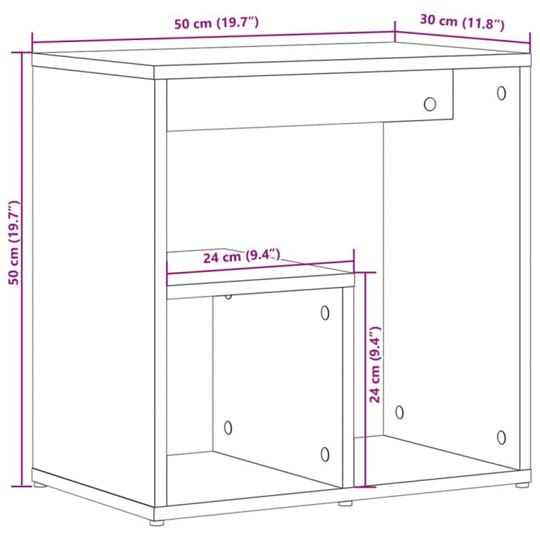 Mese laterale, 2 buc., sonoma gri, 50x30x50 cm, lemn compozit