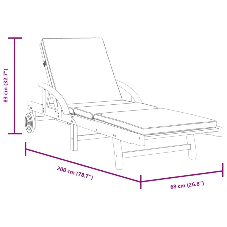 Șezlonguri 2 buc. cu perne 200x68x83 cm lemn masiv de acacia