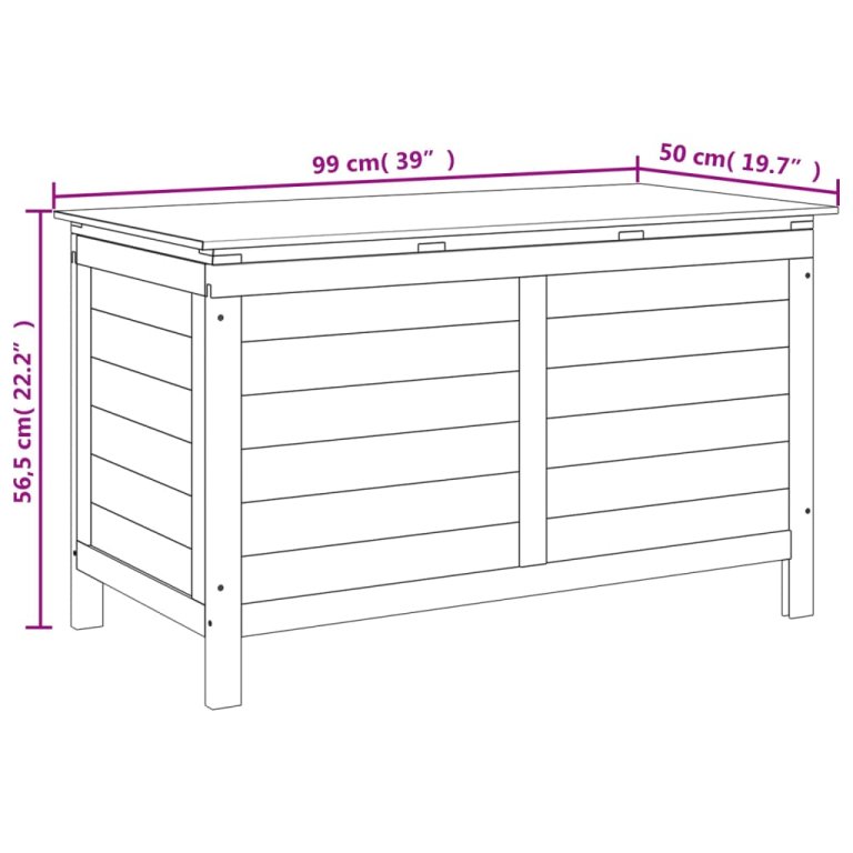 Cutie de perne de exterior, 99x50x56,5 cm, lemn masiv de brad