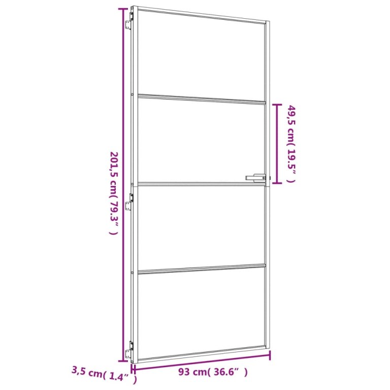 Ușă interioară Slim auriu 93x201,5cm sticlă securizată/aluminiu