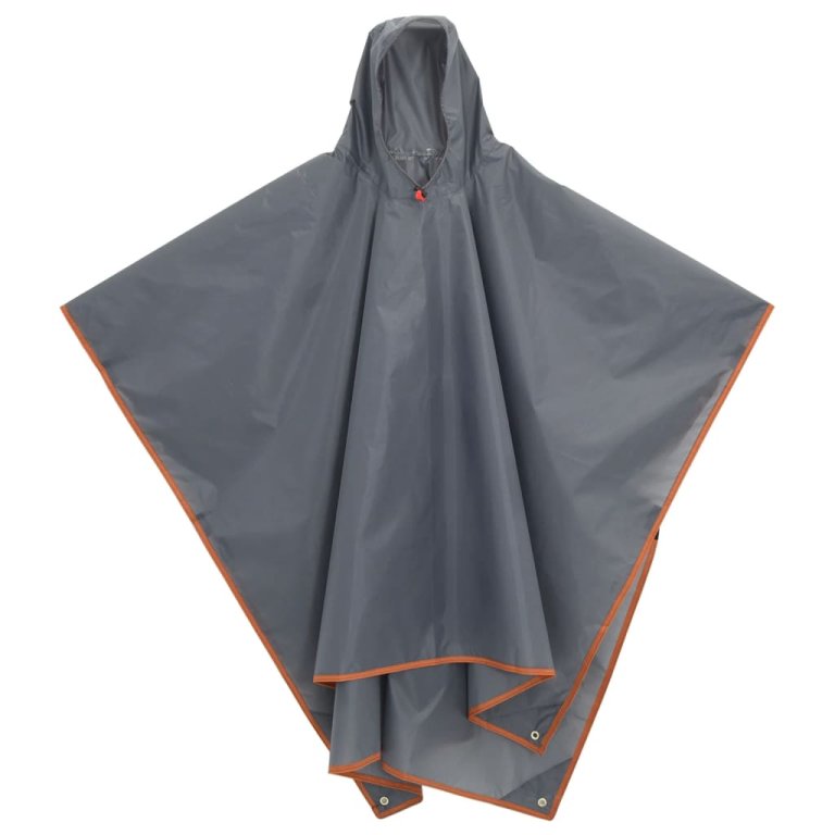 Poncho ploaie cu glugă design 2 în 1 gri/portocaliu 223x145 cm