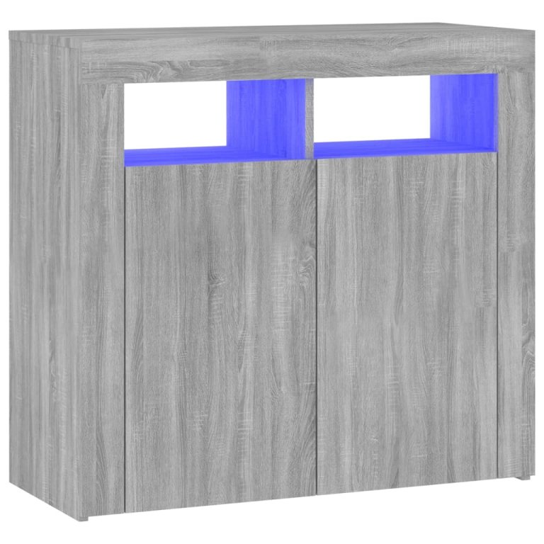 Dulap cu lumini LED, gri sonoma, 80x35x75 cm