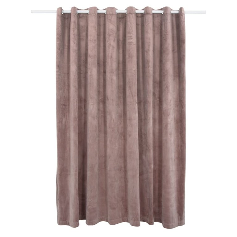 Draperie opacă roz antichizat 290x245 cm catifea inele metalice