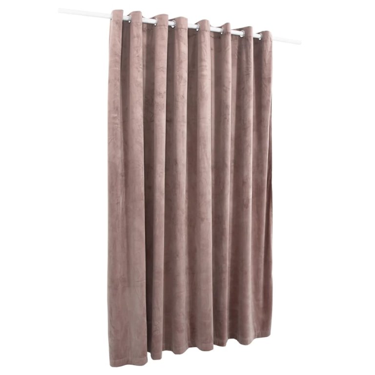 Draperie opacă roz antichizat 290x245 cm catifea inele metalice