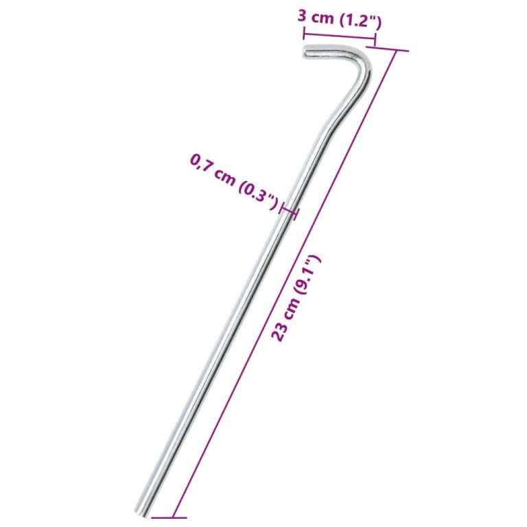 Țăruși de cort, 50 buc., 23 cm, Ø7 mm, oțel galvanizat