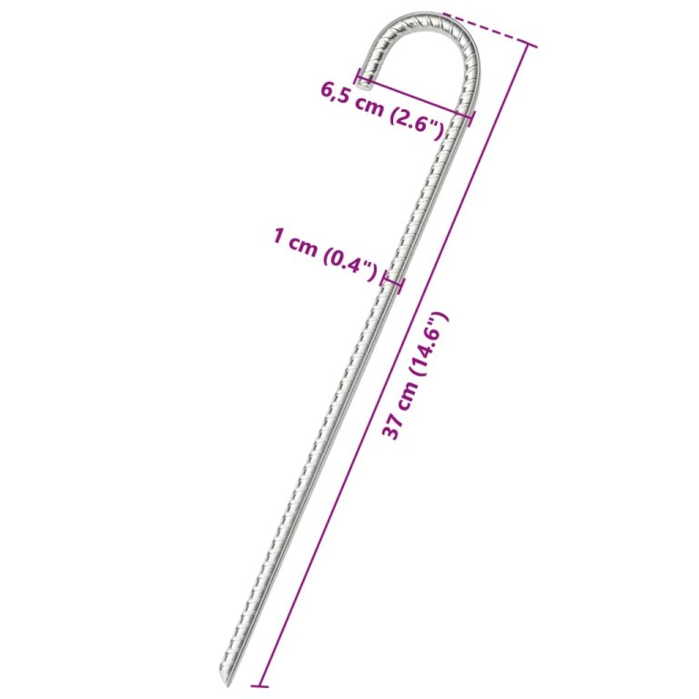 Țăruși de cort, 6 buc., 37 cm, Ø10 mm, oțel galvanizat