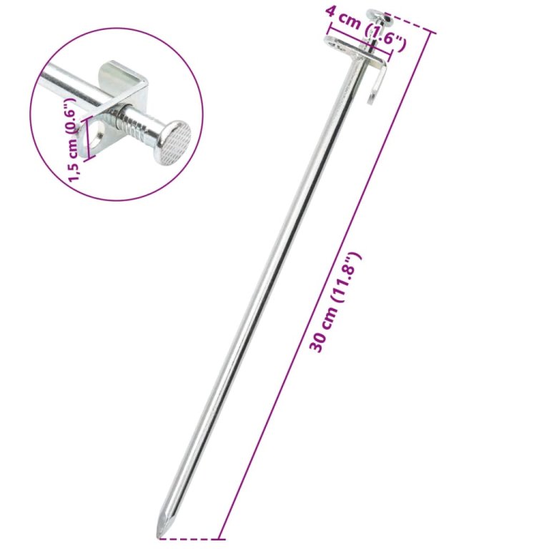 Țăruși de cort, 24 buc., 30 cm, 8 mm, oțel galvanizat